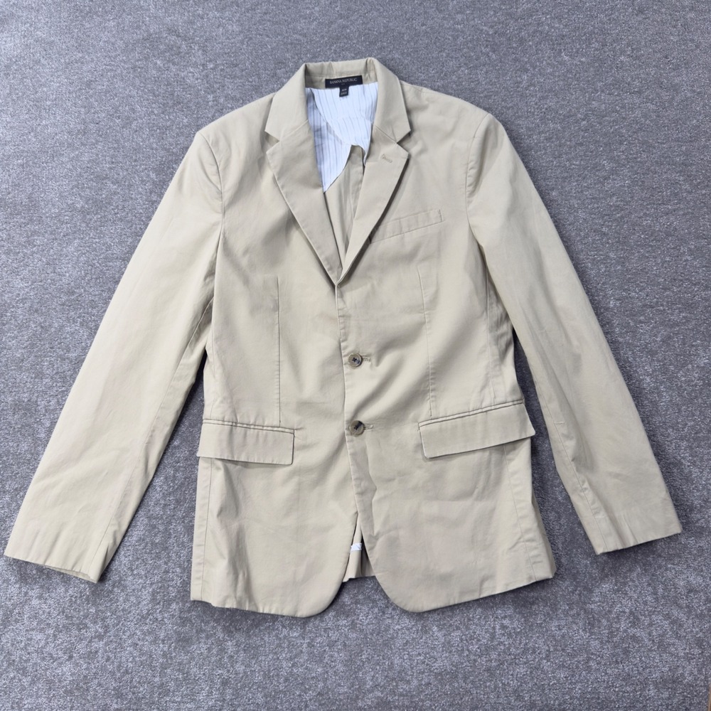 Banana Republic Blazer Mens 40R Tan Khaki Cotton Stretch Slim Fit Sport Coat